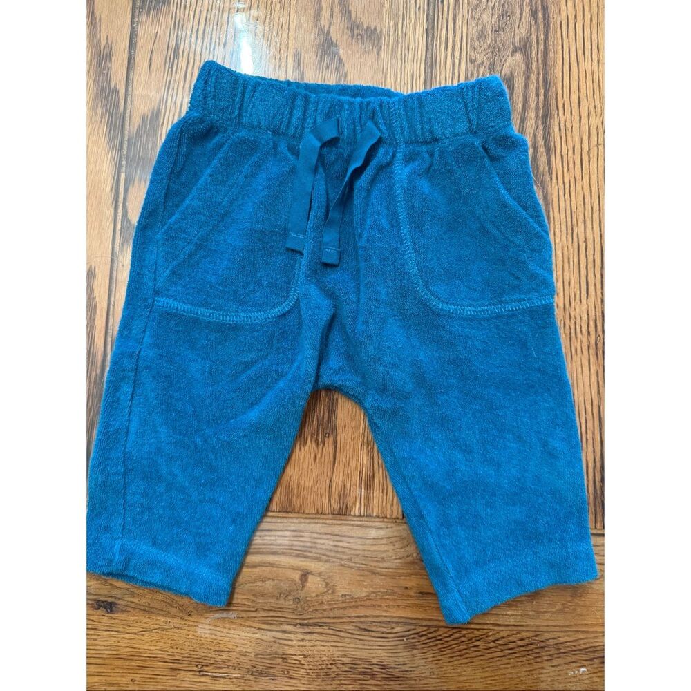Oliver & Rain Teal Organic Cotton Terry‎ Drawstring Pull On Pants Size 6 Months